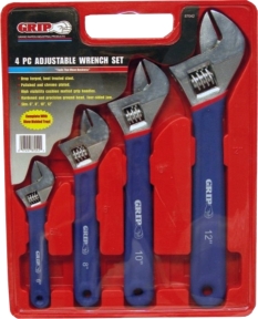 GRIP - WRENCH SET - ADJUSTABLE - 4 PCE